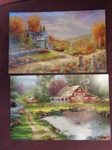 Thomas Kinkade Postcards Autumn at Apple Hill, Red Barn Retreat (2)cards - Picture 1 of 3