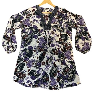 Maryan Mehlhorn Size S Swimwear Tunic Top 100 Silk Paisley Floral Beach Sequin - Picture 1 of 11