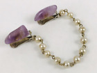 Pull perle vintage amiéthyste pince fourrure boho pierre pépite violette