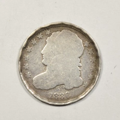 1836 CAPPED BUST SILVER DIME ~ BOLD DATE ~ BUMPY RIM G DETAILS~ BARGAIN PRICED! - Image 1 of 2