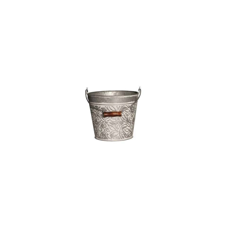 Robert Allen MPT01632 Floral Metal Planter With Handle