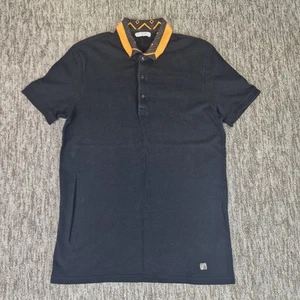 Versace Collection Mens Size Medium Black Metal Decal Short Sleeve Polo Shirt - Picture 1 of 16