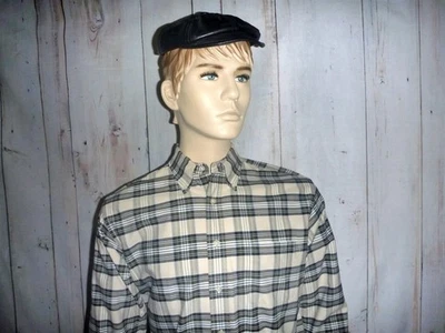 Camisa mediana para hombre John Ashford negra crema a cuadros L/S todo algodón con botones Foto 1 de 4