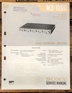 Sony MX-1000 Microphone Mixer Service Manual *Original* - Picture 1 of 1