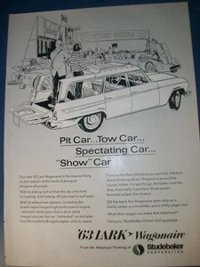 1963 Studebaker Lark Wagonaire station wagon mid-size mag car ad- "Pit car..." - Picture 1 of 1
