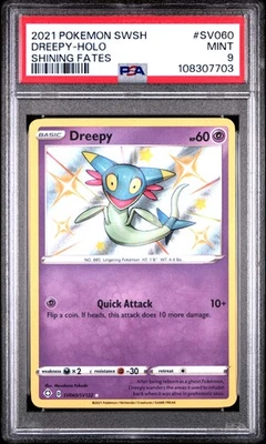 2021 POKEMON SWORD & SHIELD SHINING FATES #SV060 DREEPY-HOLO PSA 9 - Image 1 of 2