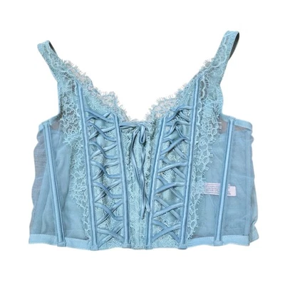 Victoria's Secret Unlined Lace Up Corset Teal Top Lingerie Dream Angels Size S - Image 1 of 4