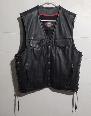 Milwaukee Leather V-Neck 6-Pocket  Vest Snap Side Lace  Mens size M - Image 1 of 4