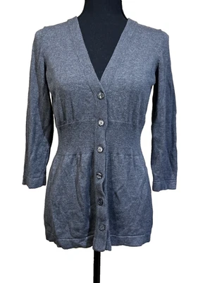 复古 The Limited Y2K 90 年代婴儿娃娃针织开衫毛衣女式中号灰色 — 第 1/4 张图片