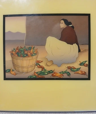 Azulejo de arte de cerámica Navajo The Chili Picker de colección RC Gorman hecho en EE. UU. 8x8 Foto 1 de 4