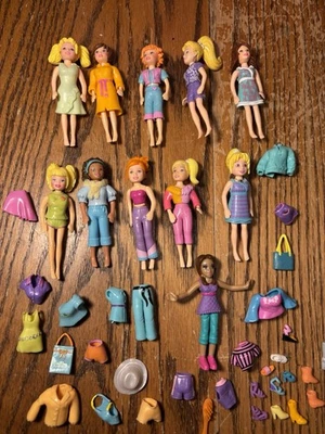 Vintage 2000's Polly Pocket Dolls Lot Clean Y2K 90's Rubber Clothes - Image 1 of 4