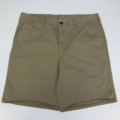Pantalones Cortos Chinos Haggar Para Hombres 40 Caqui Tostado Frente Plano Algodón Bolsillos Cortados Informales Foto 1 de 4