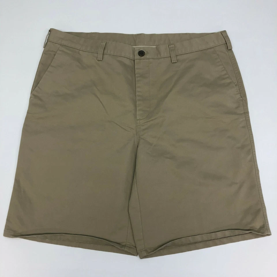 Shorts Haggar Chino Masculino 40 Cáqui Bronzeado Frente Plana Algodão Bolsos Casuais - Imagem 1 de 4