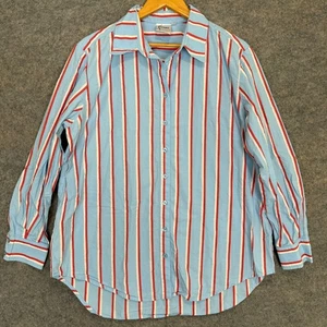 Finley Ellis Sparkle Button Up Long Sleeve Shirt Wmomens XL Relaxed Blue Red USA - Picture 1 of 12
