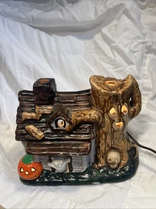 Ceramic Haunted Halloween Lite Creepy Spooky Ghost House - Picture 1 of 6