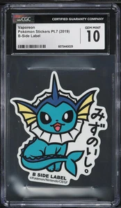 2019 Pokemon Japanese Stickers Part 7 B-Side Label Vaporeon CGC 10 GEM MINT - Picture 1 of 1