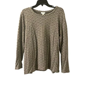 J. Jill Shirt Women's Size L Gray Long Sleeve Floral Design Long Sleeve Stretch - Picture 1 of 6