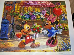 Mickey und Minnie fertig Diamond Art Gemälde ungerahmt funkelnd 20" x 16" - Bild 1 von 3