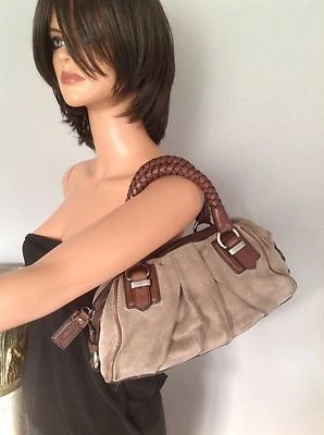 Bolso Banana Republic Cuero Genuino Gamuza Diseñador Calidad Moda Marrón Tostado Foto 1 de 4