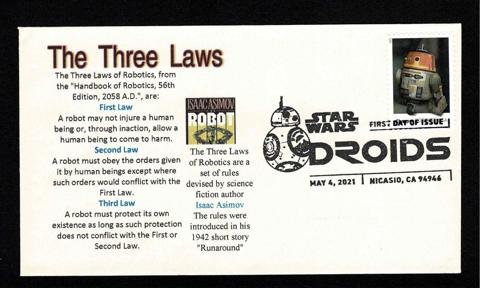 5582 Droids - Three Laws of Robotics by Isaac Asimov - Artificial Intelligence ? - Image 1 of 1