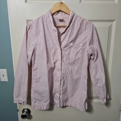 Brooks Brothers 346 睡衣纽扣上衣红色/粉红色条纹女式 M 二手状况完好 — 第 1/4 张图片