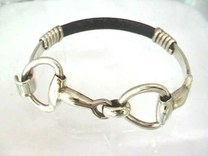 Taxco, Mexican 925 Sterling Silver Horse Bit Bangle Bracelet. 34g, 7" - Picture 1 of 6