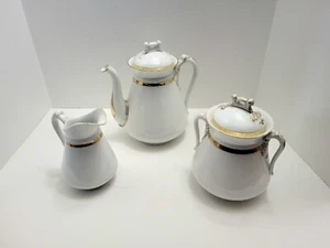 Antiguo conjunto de café con patrón de anillo de boda blanco y dorado Charles Field Haviland - Imagen 1 de 22