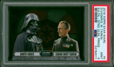 2016 Topps Star Wars Evolution Stained Glass Pairings DARTH VADER TARKIN PSA 9 - Image 1 of 2