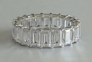 Full Eternity Band 6.50Ct Simulated Diamond Wedding Ring 14K White Gold Size 8