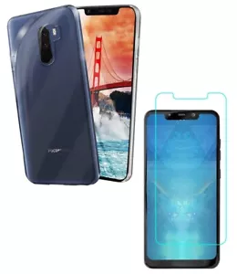 For XIAOMI POCOPHONE F1 TEMPERED GLASS SCREEN PROTECTOR + CLEAR TPU CASE COVER - Picture 1 of 12