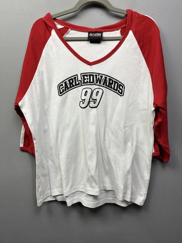 Nascar Carl Edwards Chase Authentics Hooded Sweatshirt Womens XL Red White Cover