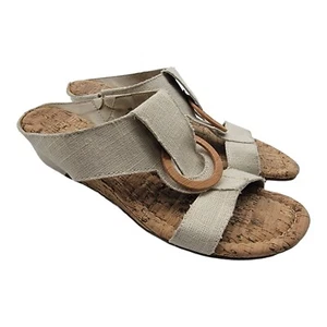 Sugar Shoes Womens Size 6 Stazie Beige Slip On Wedge Sandals Beach Summer - Picture 1 of 12
