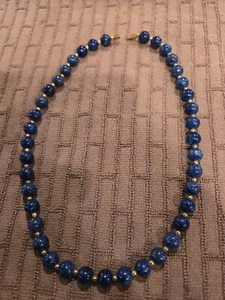 Lapis Halskette mit Gold Perlen Abstandshaltern 19" lang - Bild 1 von 5