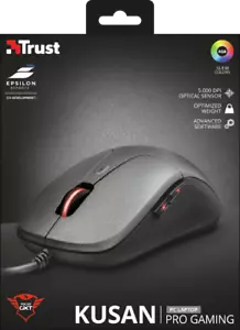 NEW TRUST 22401 GXT 180 GXT180 KUSAN PRO E SPORTS 5000 DPI BLACK GAMING MOUSE - Picture 1 of 9