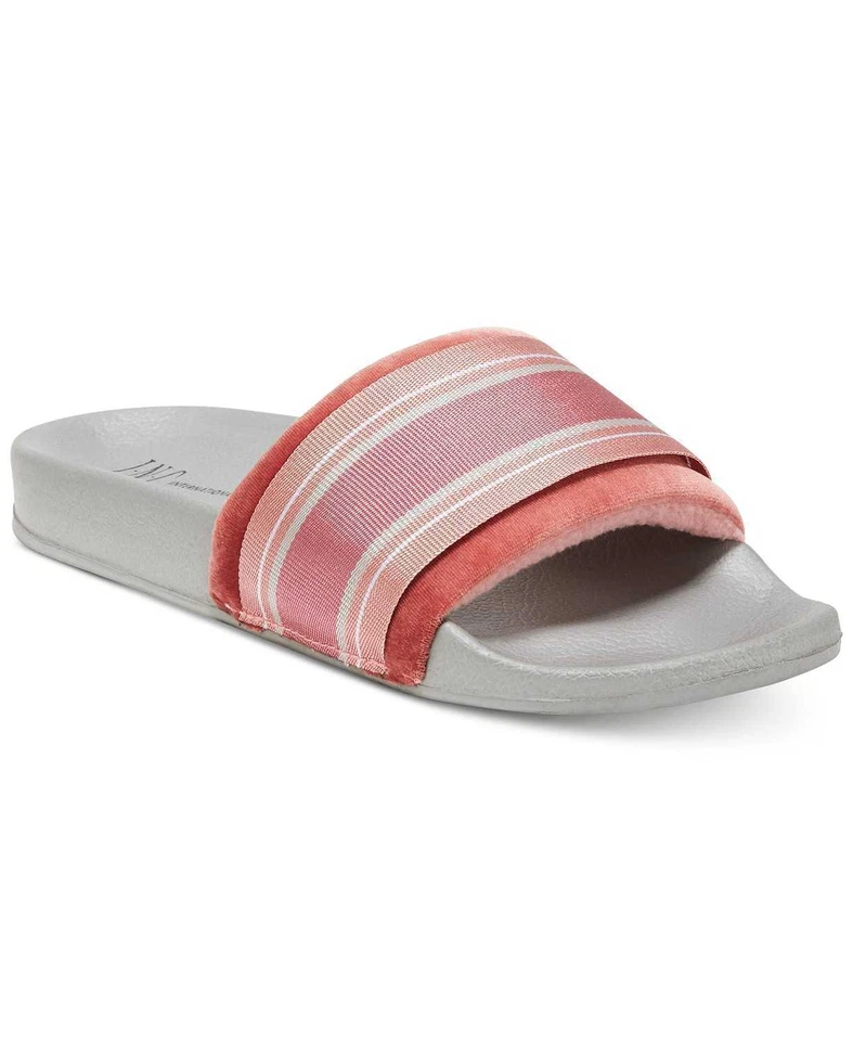 Inc International Concepts Microvelour Varsity Slide Slippers Pink XL