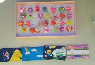 Juego de regalo de San Valentín para niños - 28 anillos con tarjetas de San Valentín Foto 1 de 4