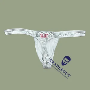 PUTA bordado personalizado para hombre plata metal tanga ropa interior H.E.Arts su erótico - Imagen 1 de 6