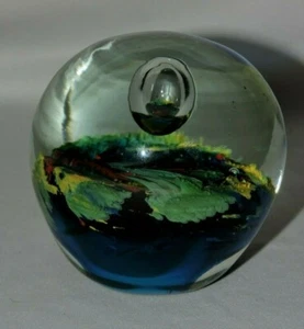 Art Glass Paperweight Multi-Colored Controlled Bubble Round 4" Desk Office Decor - Picture 1 of 7