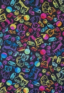 Cotton Cats Allover Animals Kittens Kitties Fabric Black Print 32"x46" - Picture 1 of 4