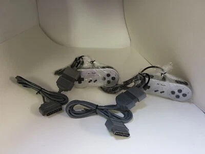 2 LOT NEW Silver FC TWIN Controllers Gamepads & 2 6 FT Extension cables   - Image 1 of 4