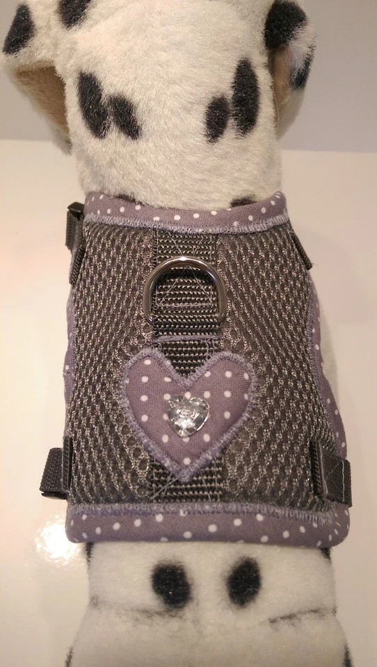 Softgeschirr  Brustgeschirr Hundegeschirr grau gepunktet Chihuahua XS-M Welpen - Bild 1 von 1