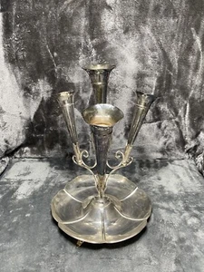 Two’s Company - QUATTRO (4) TROMBE EPERGNE PLACCATE ARGENTO - 14” X 10” Made In India - Foto 1 di 10