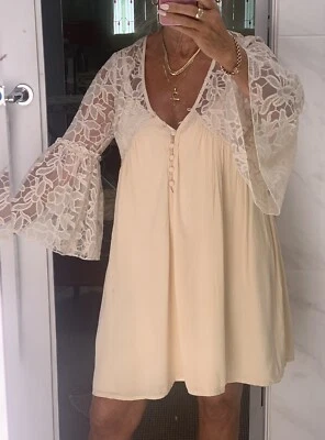 Dotti Dress Cream Lace n Cotton Blend S12 Parties Races Cocktails EUC - image 1 of 4