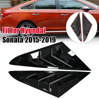 For Hyundai Sonata 2015-2019 2X Gloss Black Side Vent Window Scoop Louver Cover - Image 1 of 4