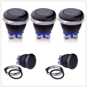 Interruptor de arranque momentáneo negro de 16 mm de acero inoxidable metálico - Imagen 1 de 7