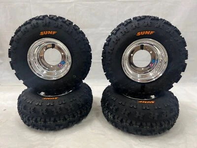 DWT Polished 8" Front Rear Wheels Rims 19" Sunf A027 19x7-8 Tires Suzuki LT80 - Bild 1 von 4