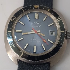 Vintage 1970's DUWARD TRIUMPH Waterproof Automatic Skin Diver 40mm Watch - Bild 1 von 15