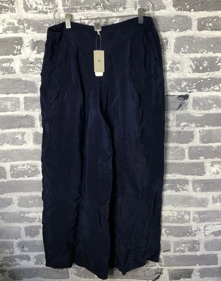 Pantalones Tommy Bahama Calypso Crepe Mare Azul Marino Pierna Ancha Mujer Grande L Foto 1 de 4