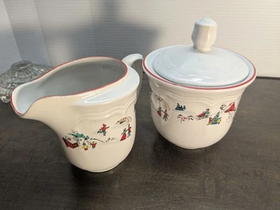 Juego de crema y azucarero Farberware blanco de Navidad con tapa diseño navideño Cera Foto 1 de 4