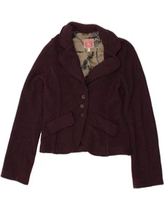 AVOCA Womens Crop 3 Button Blazer Jacket UK 10 Small Purple Wool BU10 - Picture 1 of 3